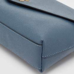 Coach Denim Blue Leather Wyn Wristlet Pouch