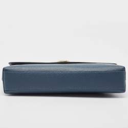Coach Denim Blue Leather Wyn Wristlet Pouch