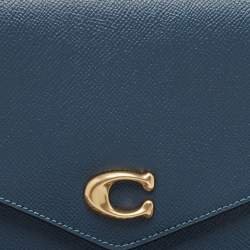 Coach Denim Blue Leather Wyn Wristlet Pouch