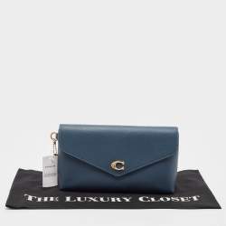 Coach Denim Blue Leather Wyn Wristlet Pouch