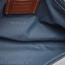 Coach Denim Blue Leather Wyn Wristlet Pouch