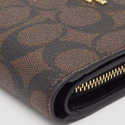 Coach Brown/Black Signature Coated Canvas Compact Wallet