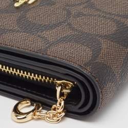Coach Brown/Black Signature Coated Canvas Compact Wallet