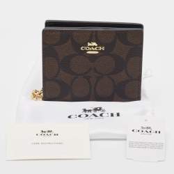 Coach Brown/Black Signature Coated Canvas Compact Wallet