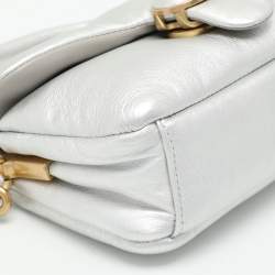 Pre Owned Coach Silver Leather Tabby Pillow 18 Top Handle Bag