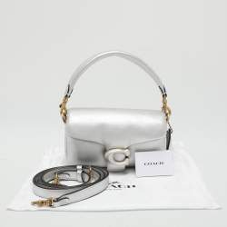 Pre Owned Coach Silver Leather Tabby Pillow 18 Top Handle Bag
