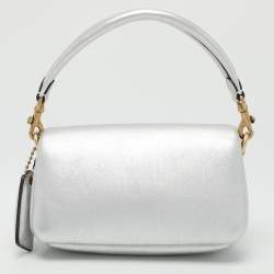 Pre Owned Coach Silver Leather Tabby Pillow 18 Top Handle Bag