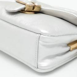 Pre Owned Coach Silver Leather Tabby Pillow 18 Top Handle Bag