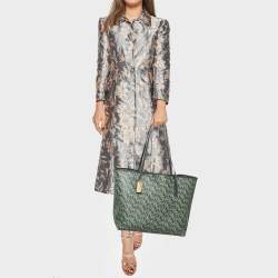 Pre Owned Coach Green Monogram Coated Canvas and Leather City Tote