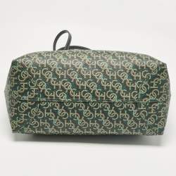 Pre Owned Coach Green Monogram Coated Canvas and Leather City Tote