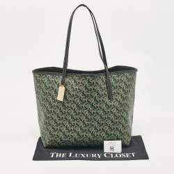 Pre Owned Coach Green Monogram Coated Canvas and Leather City Tote