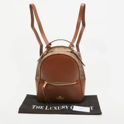 Coach Brown Signature Coated Canvas and Leather Jordyn Backpack