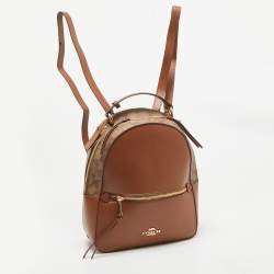 Coach Brown Signature Coated Canvas and Leather Jordyn Backpack