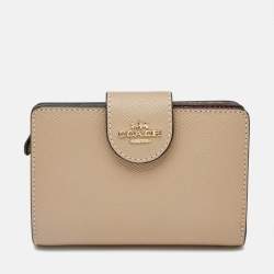 Coach Beige Leather Corner Zip Compact Wallet Coach TLC