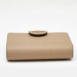 Coach Beige Leather Corner Zip Compact Wallet