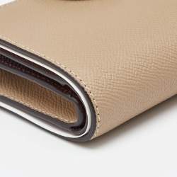 Coach Beige Leather Corner Zip Compact Wallet