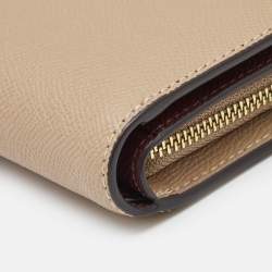 Coach Beige Leather Corner Zip Compact Wallet