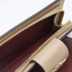 Coach Beige Leather Corner Zip Compact Wallet