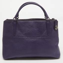 Coach Purple Leather Large Borough Tote