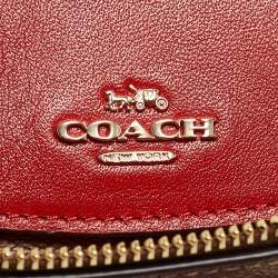 Coach Beige/Red Signature Coated Canvas and Leather Poppy Crossbody Clutch Bag