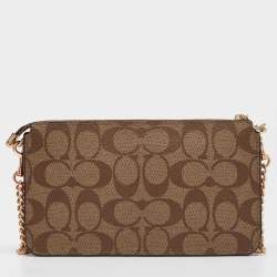 Coach Beige/Red Signature Coated Canvas and Leather Poppy Crossbody Clutch Bag