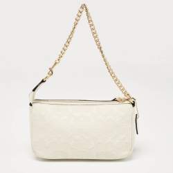 Coach White Signature Leather Nolita Pochette Bag