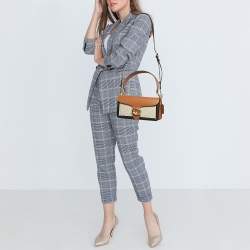 Pre Owned Coach Tri Color Signature Canvas and Leather Tabby 26 Shoulder Bag