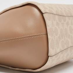 Coach Beige Signature Coated Canvas and Leather Elise Satchel