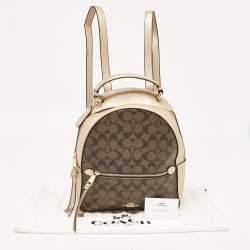 Coach Gold/Brown Signature Coated Canvas and Leather Jordyn Backpack