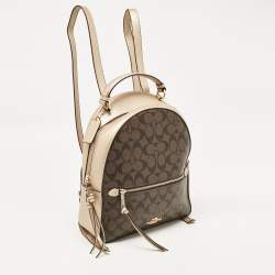 Coach Gold/Brown Signature Coated Canvas and Leather Jordyn Backpack