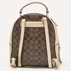 Coach Gold/Brown Signature Coated Canvas and Leather Jordyn Backpack