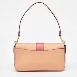 Coach Peach/Coral Pink Leather Colorblock Georgie Shoulder Bag