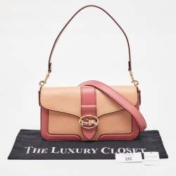 Coach Peach/Coral Pink Leather Colorblock Georgie Shoulder Bag
