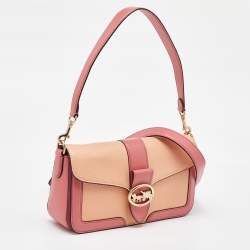 Coach Peach/Coral Pink Leather Colorblock Georgie Shoulder Bag