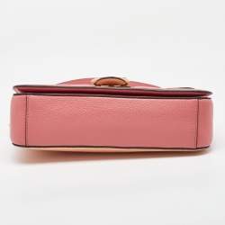 Coach Peach/Coral Pink Leather Colorblock Georgie Shoulder Bag