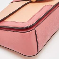 Coach Peach/Coral Pink Leather Colorblock Georgie Shoulder Bag