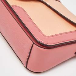 Coach Peach/Coral Pink Leather Colorblock Georgie Shoulder Bag