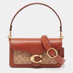 Pre Owned Coach Tan/Beige Signature Coated Canvas and Leather Tabby 26 Shoulder Bag