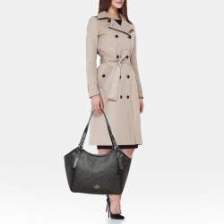 Coach Black/Brown Signature Coated Canvas Meadow Shoulder Bag