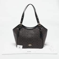 Coach Black/Brown Signature Coated Canvas Meadow Shoulder Bag