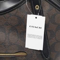 Coach Black/Brown Signature Coated Canvas Meadow Shoulder Bag