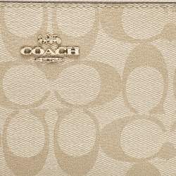 Coach Light Khaki Signature Coated Canvas Zip Around Wallet