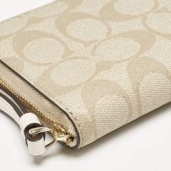 Coach Light Khaki Signature Coated Canvas Zip Around Wallet