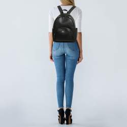 Pre Owned Coach Black Leather Court Backpack