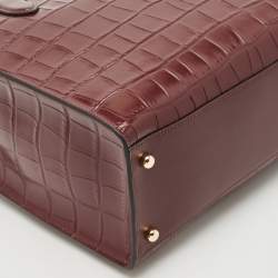 Coach Burgundy Croc Embossed Leather Nina Tote