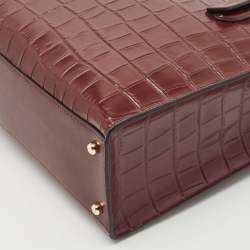 Coach Burgundy Croc Embossed Leather Nina Tote