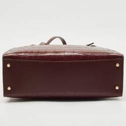 Coach Burgundy Croc Embossed Leather Nina Tote