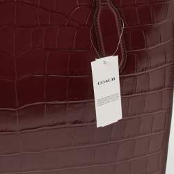 Coach Burgundy Croc Embossed Leather Nina Tote