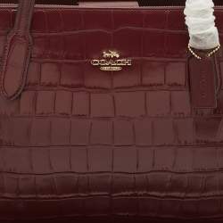 Coach Burgundy Croc Embossed Leather Nina Tote