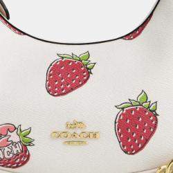 Pre Owned Coach Carmen coated canvas Strawberry Print Gold Chalk Multi Handbag